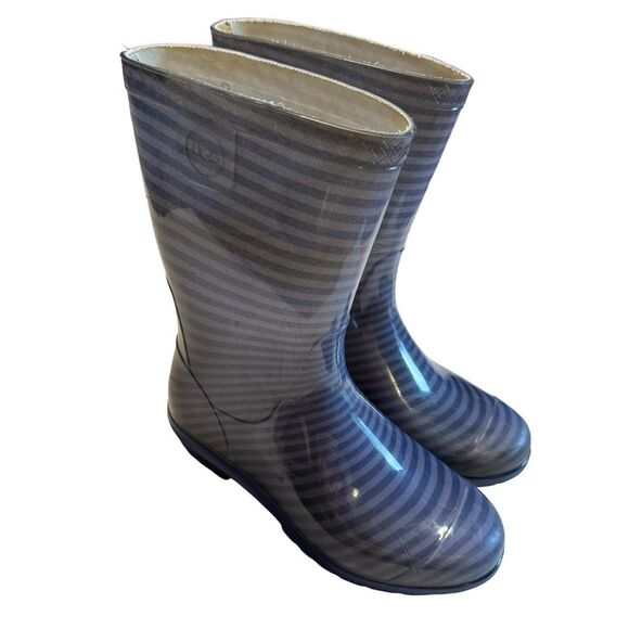 Ugg Raana Girl's Rain Boots Blue Striped Size 2 - Picture 1 of 9